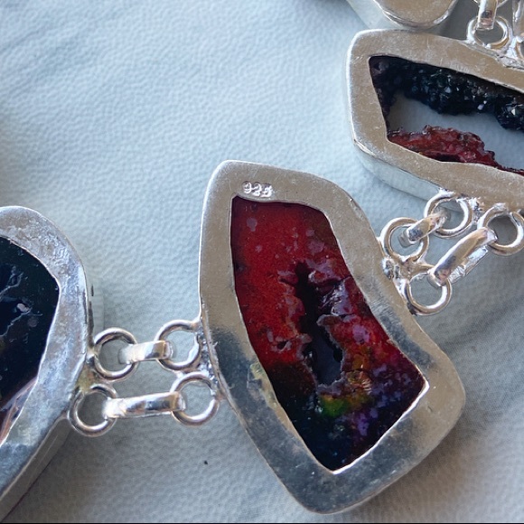 925 Sterling silver rainbow solar quartz bracelet - Picture 5 of 8